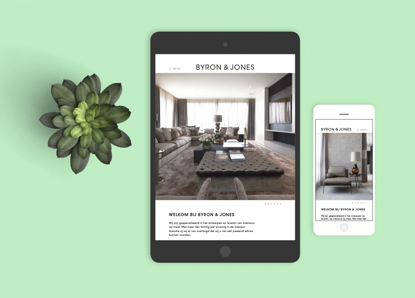 Ontwerp responsive website en logo voor Byron & Jones